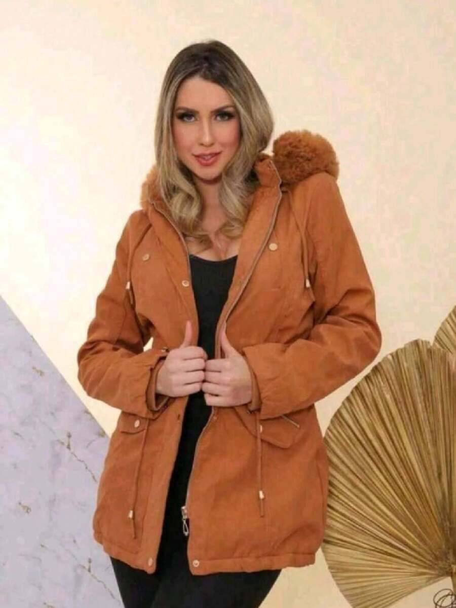 Plus Size Overcoats - Rust Brown - View 1