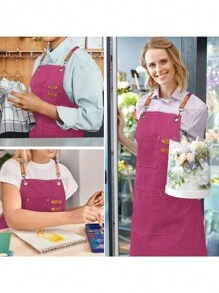 1 Pieza mandiles de cocina para chef unisex impermeable y a prueba de aceite delantal para casa cocina cocinar y cafetería con restaurante - Rosa - Ver 6