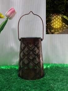 1pc Solar Powered Outdoor Creative Atmosphere Light, Yard Landscape Lamp, Decorative Hollow Wrought Iron Vintage Classic Rhinestone Pendant Light, Outdoor Garden Lighting For Pathway, Yard, Patio