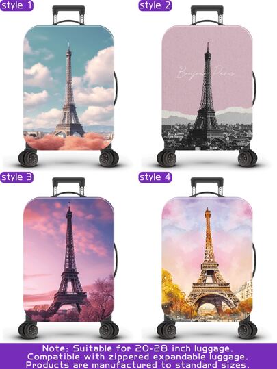 Eiffel Tower Series, Personalized Digital Printing Pattern, Production Process Upgrade, Overall Elastic Hemming Process, Thickened Elastic Fabric, Washable, Suitcase Protective Cover, Suitcase Protective Cover, Suitcase Dust Cover, Suitcase Dust Cover, Very Suitable For Business Trips, Travel, And Luggage Checking, Suitable For 20-28 Inch Boxes. Bag For School School Accessories School Stuff