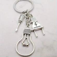 1pc Screwdriver, Light Bulb, Electrician Maintenance Tool Keychain For Men, Backpack Pendant Accessories For Father Grandpa Car Accessories Bag Charm Backpack For School Letter