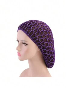 1pc Handmade Crochet Sleep Cap, Not A Hat, Women Hair Accessories Net Hairnet Cap Prescription Headgear Wig Cap Silk Bonnet Satin Bonnet - Multicolor - View 31