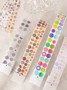 1 Roll Of Four Seasons Dot Pattern Self-Adhesive Tape Stickers, All-Match Simple Dot Theme Decoration Material For Journaling - Nature's Palette - View 1