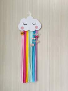 1PC Smiling Face Rainbow White Cloud Hanging Decor Small Home Decoration For Bedroom Hair Clip Storage Wall Decoration Hair Clips Makeup Organizer Valentine's Day Valentines - Multicolor - View 2
