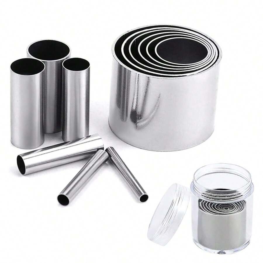 7pcs/12pcs Stainless Steel Mini Circular Clay Molding Cutters, DIY Craft Tools - Silver - View 1