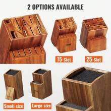 Universal Knife Holder, Acacia Wood Knife Block Without Knives, Two-Tier Knife Storage Stand With PP Brush, Extra Large Multifunctional Wooden Knife Organizer, Knife Rack For Kitchen Counter