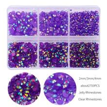 2,700pcs/Box 2mm/3mm/4mm Flat Bottom Resin Rhinestones In 6 Compartments, Handmade DIY Resin Crafts Accessories For Clothes, Shoes, Decorations