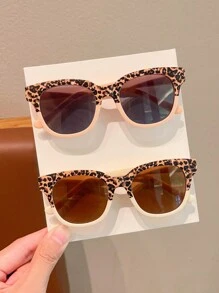 2 Pcs/Set New Baby Girls Boys Cute Leopard Asymmetric Square Kids Children Fashion Glasses Eyewear, Card Only Show, Don't Shipping - Multicolor - View 8