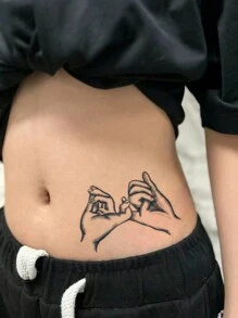 1pc Waterproof Temporary Tattoo Sticker, PVC Faux Tattoo Sticker With Unique Design, Suitable For Hands, Legs, Daily Activities, Bars, Cocktail Parties, Birthdays For Men And Women - Grey - View 3