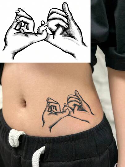 1张防水临时纹身贴纸，PVC材质，独特设计，适用于手部、腿部、日常活动、酒吧、鸡尾酒会、生日等场合，男女皆宜。