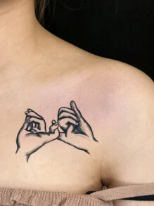 1pc Waterproof Temporary Tattoo Sticker, PVC Faux Tattoo Sticker With Unique Design, Suitable For Hands, Legs, Daily Activities, Bars, Cocktail Parties, Birthdays For Men And Women - Grey - View 4