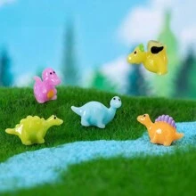 Solid Color Jurassic Dinosaur Model Resin Material Miniature Small Dinosaur Figures Triceratops, Pterosaur, Tyrannosaurus Rex Desktop Room Decoration. Beautifully Colored Dinosaur As Small Gift Or Reward For Children, And Mini Landscape. - Multicolor - View 2