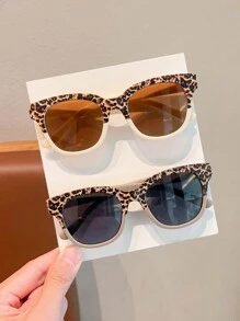 2 Pcs/Set New Baby Girls Boys Cute Leopard Asymmetric Square Kids Children Fashion Glasses Eyewear, Card Only Show, Don't Shipping - Multicolor - View 13