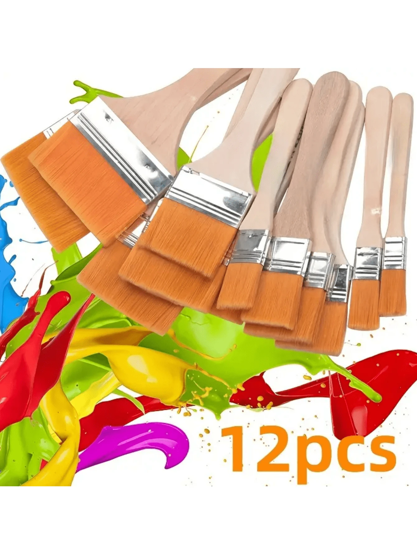 12pcs HighEnd Art Brush Set Nylon Brush Hair, Multifunctional Flat