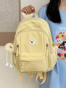 Cặp đi học cho nữ sinh tiểu học 2024 kiểu dáng mới dành cho nữ sinh, học sinh trung học cơ sở, học sinh trung học cơ sở, nam sinh, nhiều lớp, ba lô dung tích lớn - Màu vàng - Xem 1