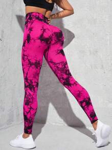 Women Sports Leggings - 玫紅色 - 查看 2