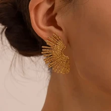 Exaggerated Popular Fan-Shaped Earrings In European And American Style