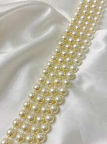 1PC Double-Layered Fashionable Long Necklace - Beige - View 5