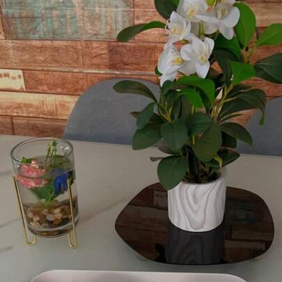 1 件极简风格桌面装饰亚克力镜面托盘不对称弧形设计装饰摄影道具家居装饰北欧风格镜面装饰最佳