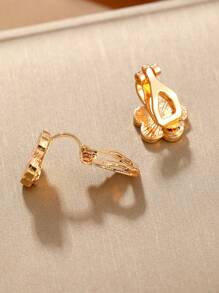 Fashionable New Alloy 5-Petal Oily Flower Petals Clip On Earrings, Lovely Flower Clip-On Earrings For Pierced Ears