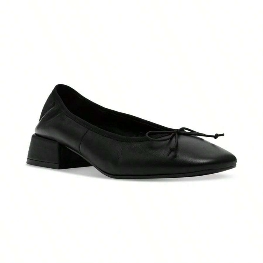 Steve Madden Bailarinas con tacón de bloque y lazo para mujer - Cuero negro - Ver 1