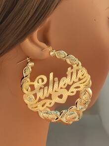 Customized 1 Pair European And American Hip-Hop Style Exaggerated Round Bamboo Joint Creative Water Ripple Texture Car Flower Earrings - Gold - View 5