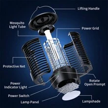 Mosquito Killer Lamp Fly Bug Insect Repellent Zapper UV Light Trap - Black - View 3