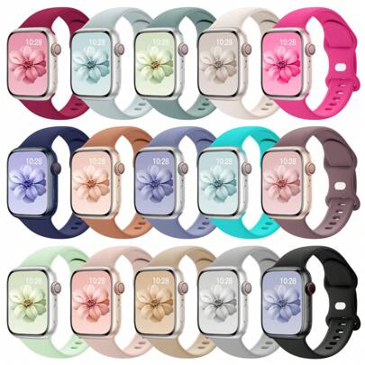 Sport Silicone Band Compatible With Apple Watch Bands 40mm 38mm 41mm 44mm 45mm 42mm 46mm 49mm Women Men,Soft Wristband Waterproof Replacement Sport Strap Compatible With Apple Watch Bands Series10 9 8 7 6 5 4 3 2 1 SE Ultra