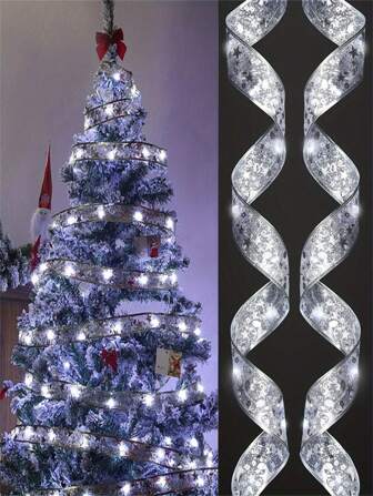1pc Christmas Lights, Battery Powered 3M/9.84ft 30 LED Lights, Ribbon Lights For Weddings New Year Christmas Tree Decoration,Christmas
