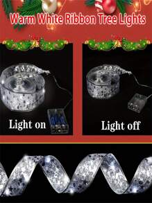 1 pièce Lumières de Noël, à piles 3M/9,84ft 30 LED, Rubans lumineux pour décorations de mariage, Nouvel An, Arbre de Noël, Noël - Argent - Voir 3