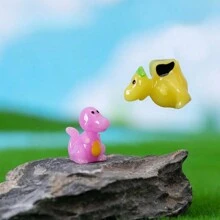 Solid Color Jurassic Dinosaur Model Resin Material Miniature Small Dinosaur Figures Triceratops, Pterosaur, Tyrannosaurus Rex Desktop Room Decoration. Beautifully Colored Dinosaur As Small Gift Or Reward For Children, And Mini Landscape. - Multicolor - View 5