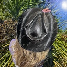 Sombrero Vaquero Tornasol Neón Texano Fiesta Cowboy - Negro - Ver 4