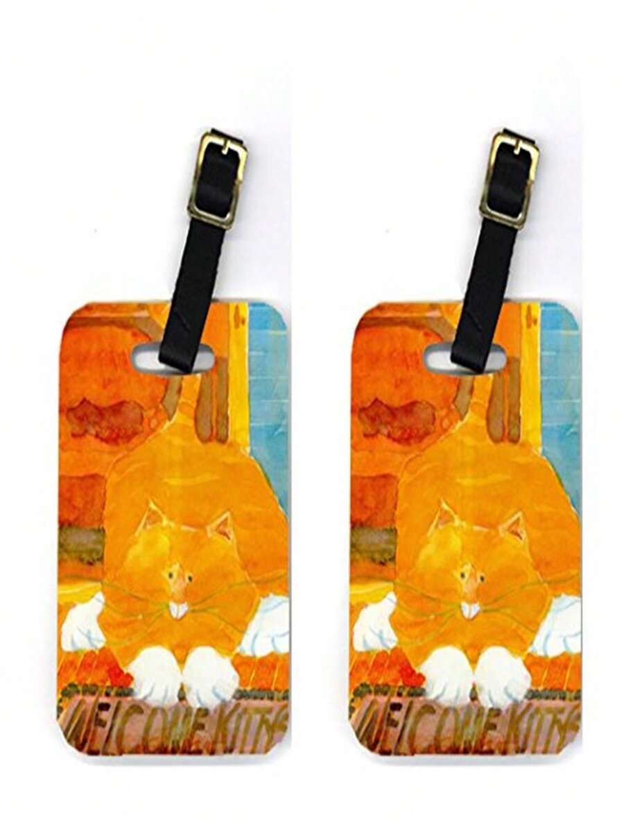 Unbeatablesale Orange Tabby Welcome Cat Luggage Tag - Pair 2, 4 X 2.75 ...