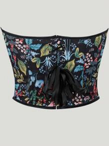 Áo corset định hình ngực in họa tiết cho nữ, áo corset nâng ngực có họa tiết in toàn thân - màu đen - Xem 6