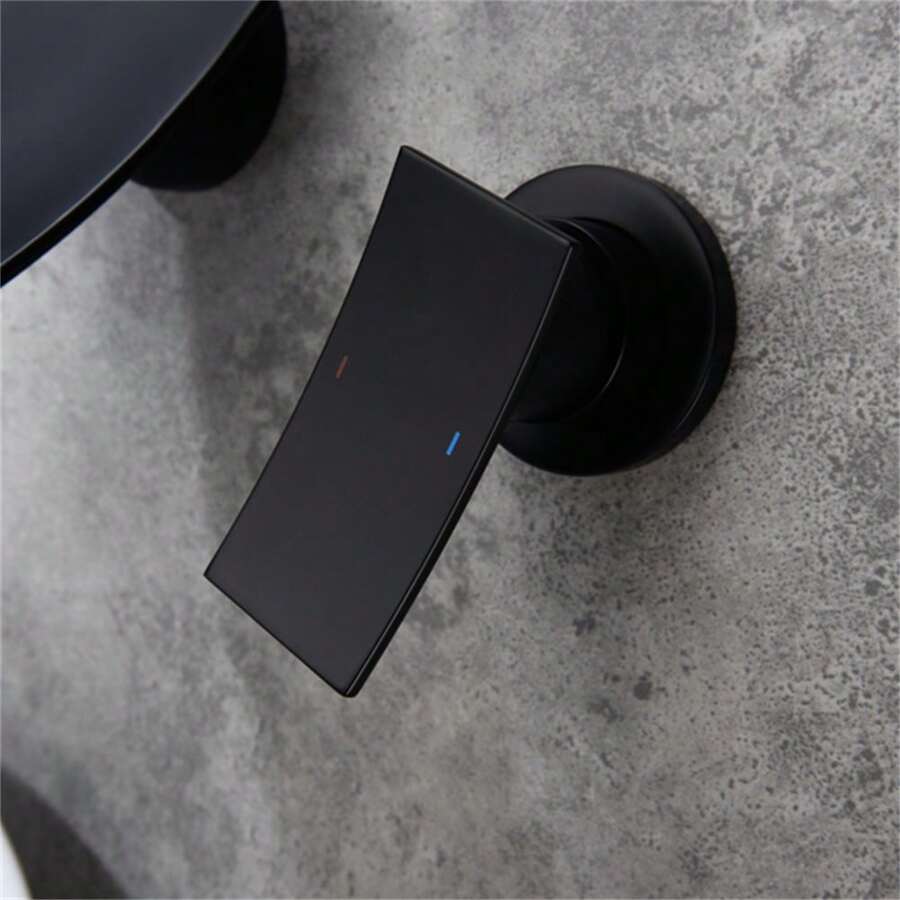 Wall Mounted Bathroom Waterfall Faucet - màu đen - Xem 1