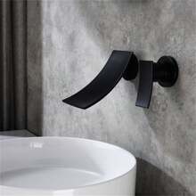 Wall Mounted Bathroom Waterfall Faucet - màu đen - Xem 5