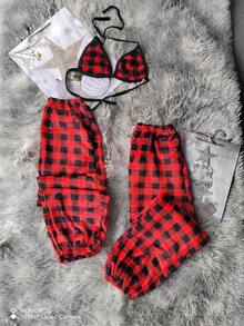 Pijama dúo de 3 piezas teddy unitalla estampados modernos 2 jogger y 1 top - Multicolor - Ver 3
