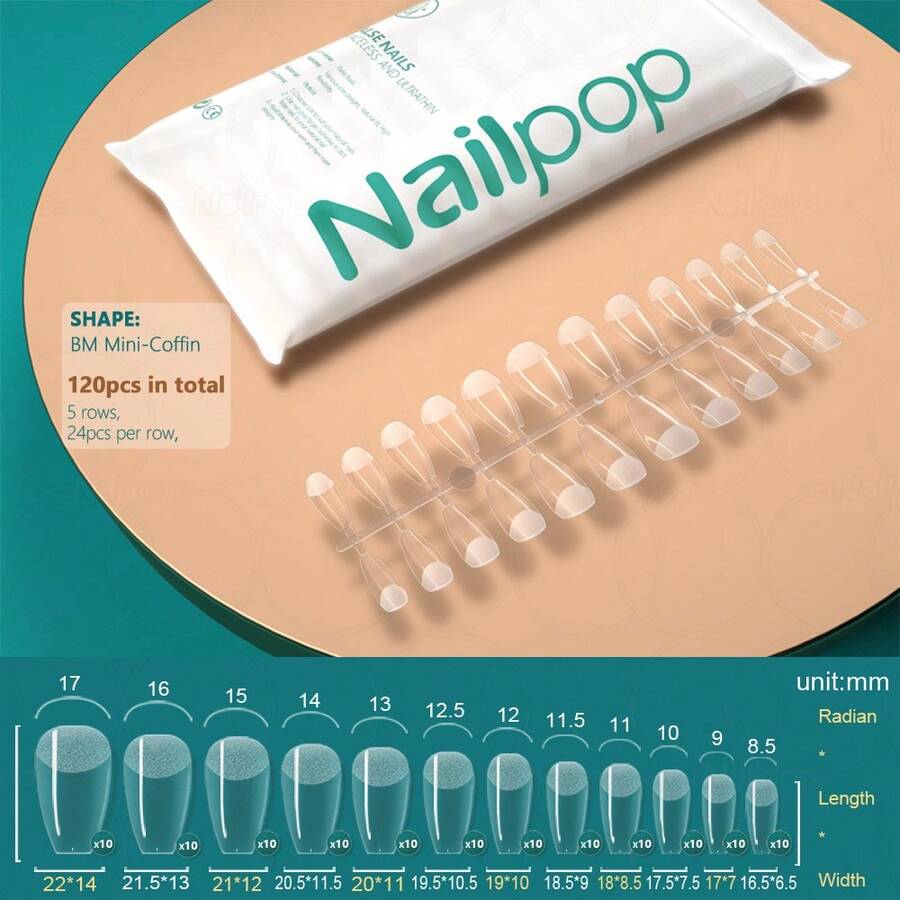 Nailpop 120pcs/Bag Press On False Nails Fake Nails Coffin SemiFrosted