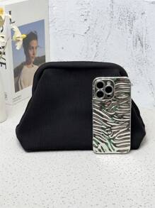 CALINNL Clutch Handbag Women Cosmetic Bag Geometric Stripe Crochet Makeup Pouch For Travel/Shopping, Perfectly Matching With Vacation Outfits Women - Black - View 4