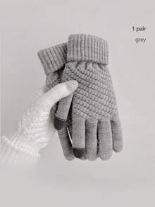 1 Găng Tay Nữ Mùa Đông, Găng Tay Màn Hình Cảm Ứng Dày Và Ấm Áp Để Chạy, Chơi Điện Thoại Thông Minh, Găng Tay Dệt Kim - trắng - Xem 10