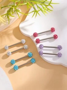1pair Stainless Steel Piercing Nipple Rings Basic Chest Jewelry For Women Daily Wear