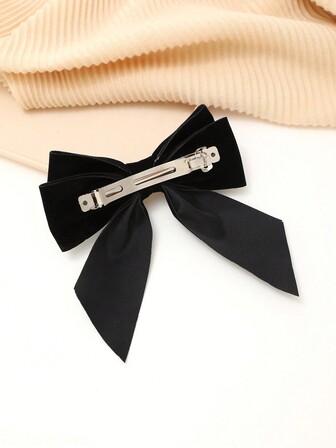 1件时尚高端黑色蝴蝶结发饰，新款大号发夹，适合日常佩戴，也可作为女性发饰、爪夹、发卡、发夹等，适合上学、优雅、学院风、黑色蝴蝶结、圣诞节等场合，可爱时尚。