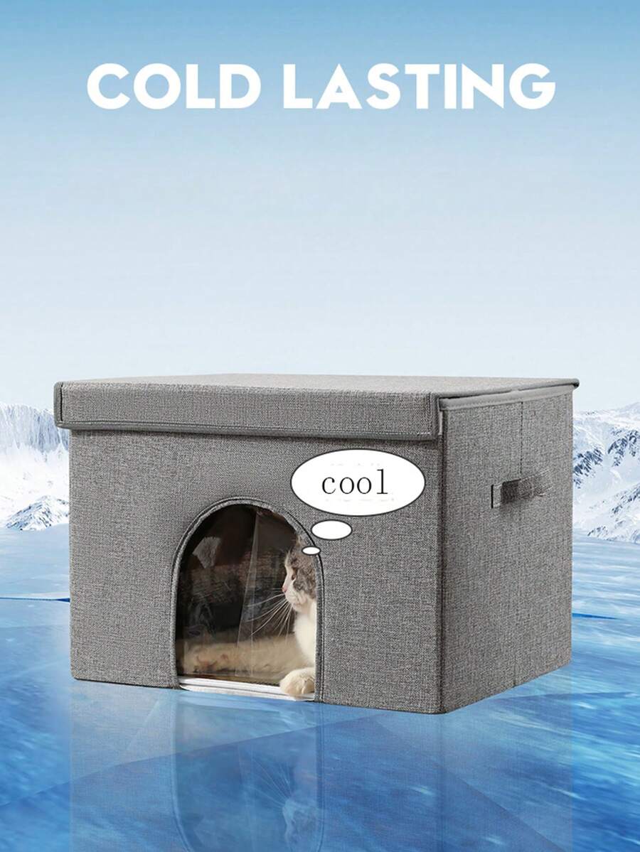 可摺疊鋁箔冰垫冷卻貓屋，50*40*35cm，適用於16kg以下的寵物，有三種顏色可選 - 彩色 - 查看 1