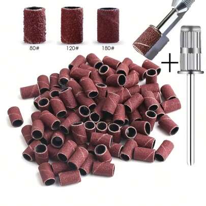 50pcs/100pcs Vibrant Orange-Red Nail Sanding Bands - Electric Drill Compatible, Sand Grit Material, Polyester Construction, Ideal For Wood, Carving, And Nail Grinding - Perfect For Manicure And Polishing Milling Machine Accessories