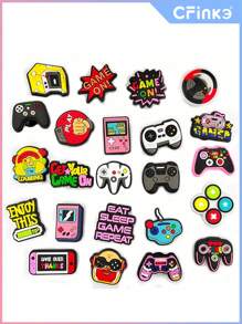 23 piezas de accesorios decorativos para zapatos de serie de juegos, hechos de material de PVC, accesorios de zapatos de dibujos animados, adecuados para zapatos de cueva, bolsas de playa, pulseras y muñequeras, fiestas temáticas de verano, escuela