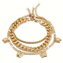 4 件套优雅简约波西米亚风格串珠心形镂空设计粗/细链可调节脚链套装适合西方女性时尚个性化，适合度假、海滩、约会和日常装扮，纪念礼物 - setB - 查看 8