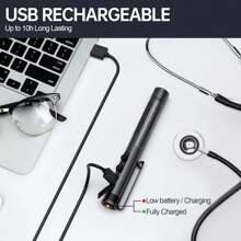 Pen Light For Household, Rechargeable LED PenLight, Warm/Cool White & Stepless Dimming, Portable PenLight For Everyone - Black - View 2