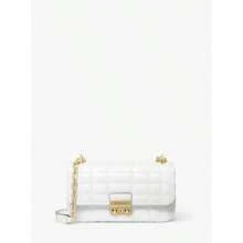 Michael Kors Michael_kors | Tribeca Small Quilted Lizard Embossed Leather Shoulder Bag - Optic White - View 1