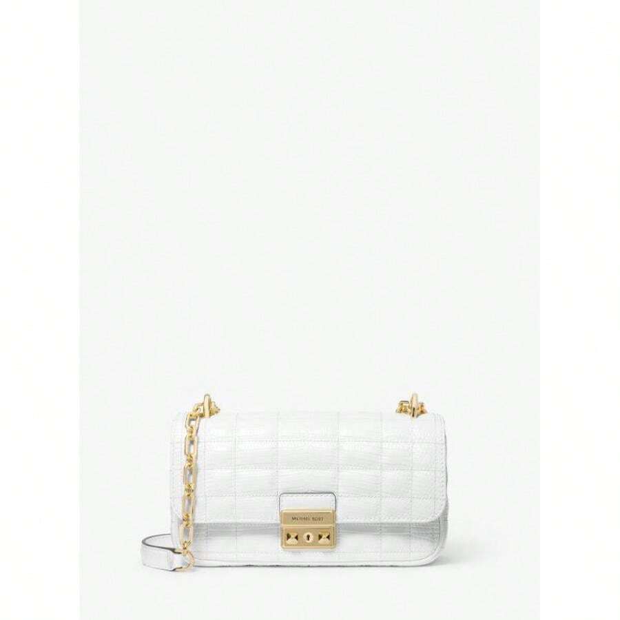 Michael Kors Michael_kors | Tribeca Small Quilted Lizard Embossed Leather Shoulder Bag - Optic White - View 1