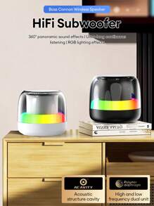 Loa mini DZ-018 màu đen có đèn khí quyển, âm thanh vòm 3D, hiệu ứng ánh sáng RGB đầy màu sắc, âm lượng lớn, âm thanh di động PC/ngoài trời/xe hơi, hỗ trợ thẻ USB/TF và kết nối không dây - màu đen - Xem 6